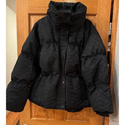 ALLSAINTS Peckham Geometric Jacquard women’s Puffer Jacket size 12 New no tags Black