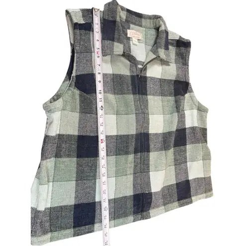 cj banks C.J. Banks 2X Zip Up Plaid Vest Blue Green Checkered Collared Layering