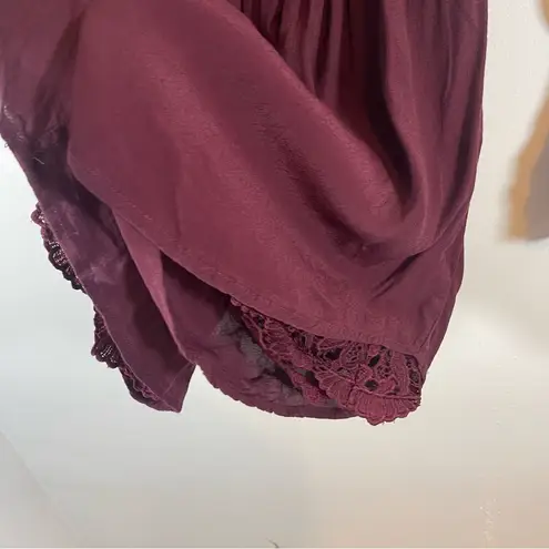 Nordstrom  ASTR Label Peek-a-Boo Lace Silk Blend Romper Cranberry Purple Size S