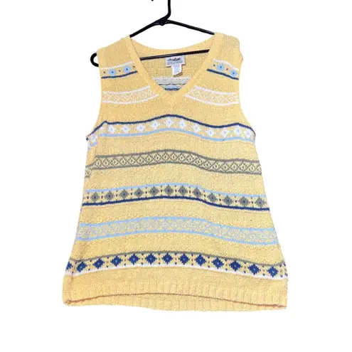 Northern Reflections Vintage Fair Isle Knit Sweater Vest Womens Large Yellow