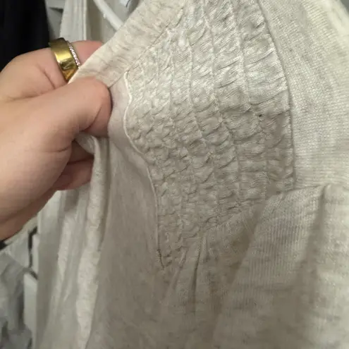 J.Jill Shirt Womens Size L Heathered Cream Tiered Henley Shirred Cuff Tan Size L