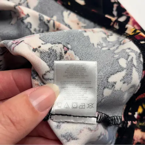 Dark Floral romper pockets shorts one piece zipper back double straps summer xs Black