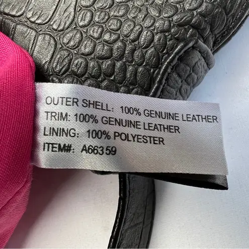 Stone Mountain 100% GENUINE LEATHER embossed Hobo Black ADJ Shoulder Handbag