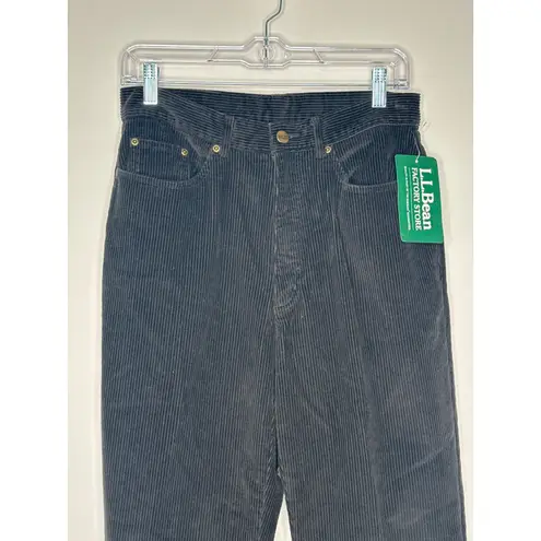NWT L.L. Bean Relaxed Fit Black Corduroy high rise pants 8 petite 30" waist