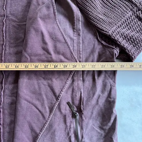 North Style Womens 1X Knit Sleeve Open Front Cardigan Jacket Purple