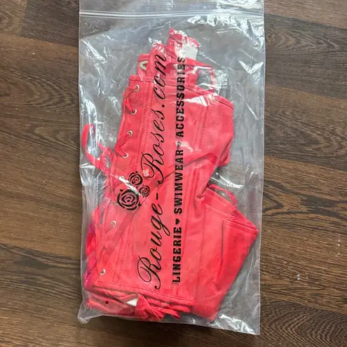 Rouge & Roses Red Faux Leather Corset Set – 2 Piece XXL (NWT)