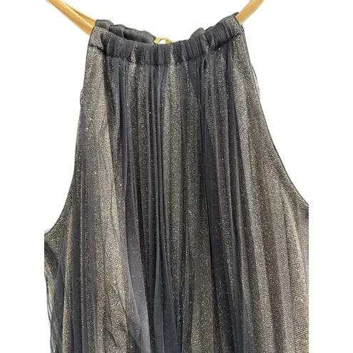 MSK Petite Black Metallic Shimmer Halter Maxi Gown Women’s Size 10P