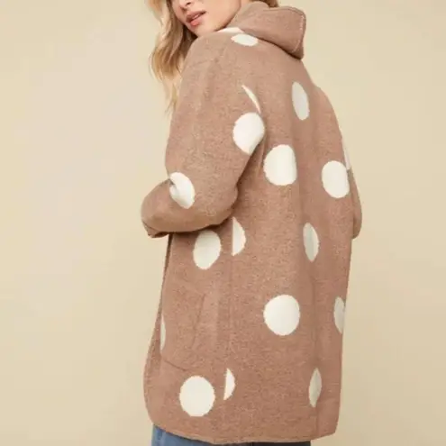Charlie B polka dot cardigan sweater in honey Tan Size M
