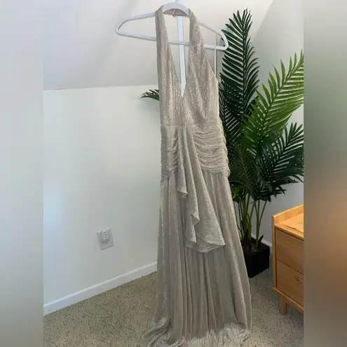 PatBO Lurex Draped Maxi Dress Gold US 4