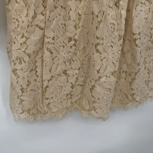 Bohme Cream Lace Long Sleeve Mini Dress Size Medium Cotton Boho