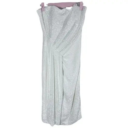 Black Halo NWT Eve White Sequin Domino Strapless Sheath Dress - Size 4