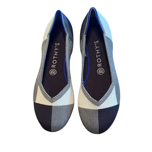 Rothy's The Flat Shoes Size 9 Navy Blue Gray Knit Pointed ballet flat