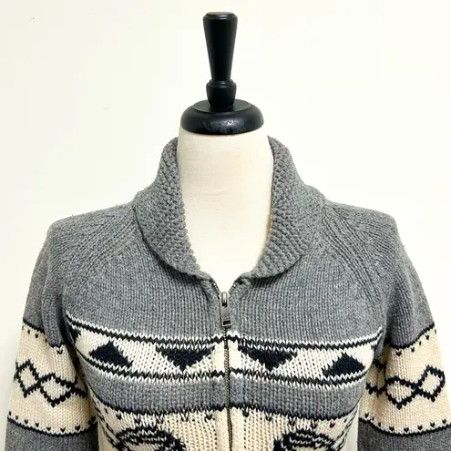 Aritzia TNA Grey Ivory Sea To Sky Zip Up Wool Cardigan Sweater NWT Fitted Medium Gray