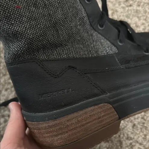 Merrell Black Lace Up Boots with Ankle Height and Rubber Sole