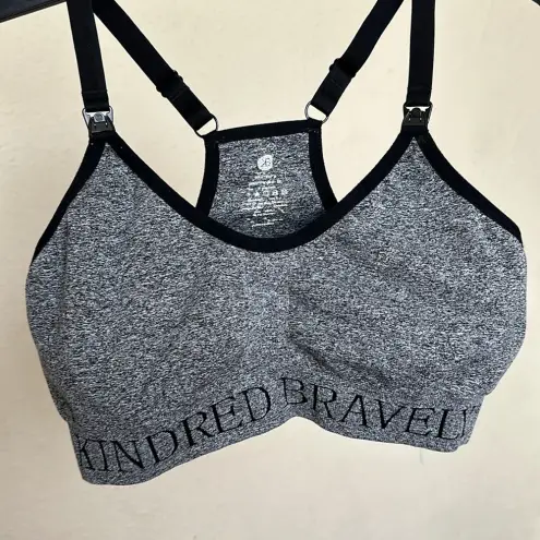 Kindred Bravely Nursing Sports Bra Grey Black Size L Busty‎ Size L