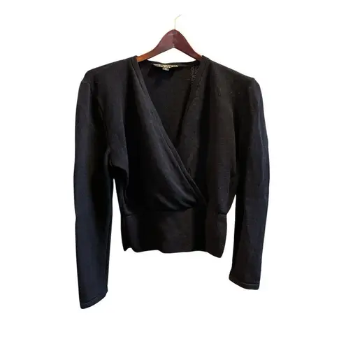 St. John Women's navy blue Wrap Sweater Top Size M Long Sleeve Casual