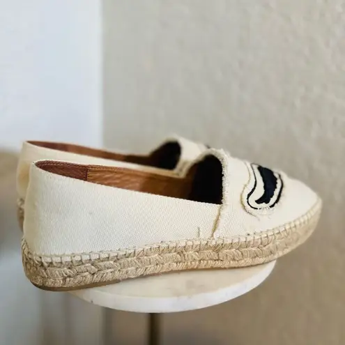 Zadig & Voltaire Canvas Espadrille Slip on Flat, Cream/Black, Size 11, NWOT