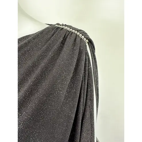 Betsy and Adam Cocktail Dress Size 10 Modest Cut 3/4 Sleeves Boat Neck Rhinestones