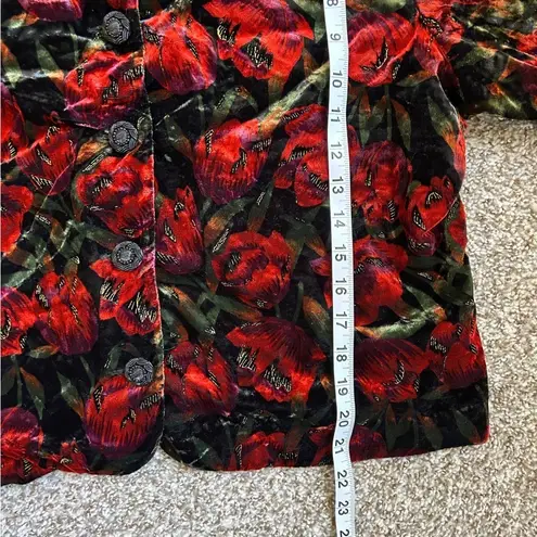 Norton Mcnaughton 🦋 Vintage Red Floral Black Velvet Jacket Medium
