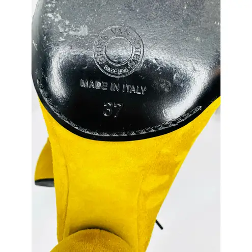 Dries Van Noten Yellow Mustard Suede Mules Slip-On Block Heel Designer EU 37