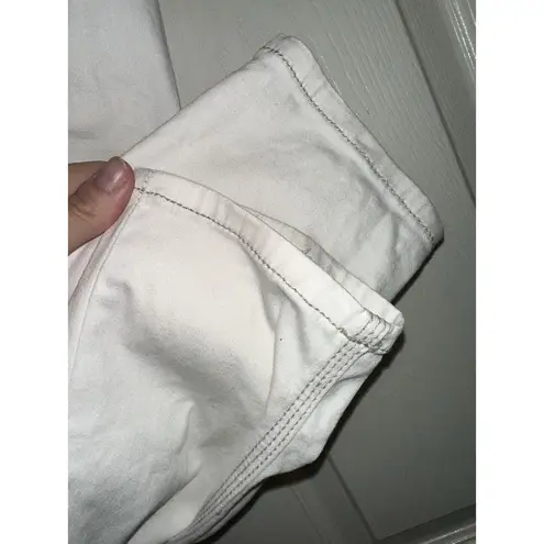 Free People  White Skinny Pants With Tan Waistband And‎ Thread Size 30w