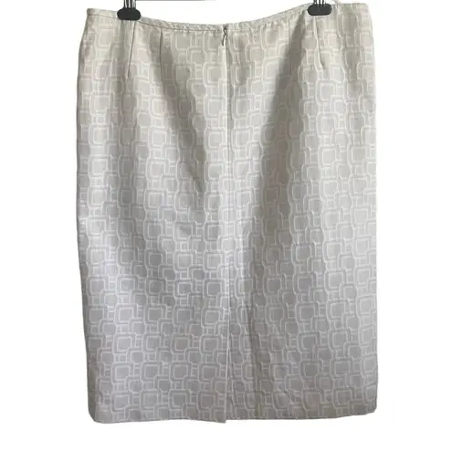 Kasper Women Midi Skirt 18 Cream Geometric Straight Career Mature Event Classic