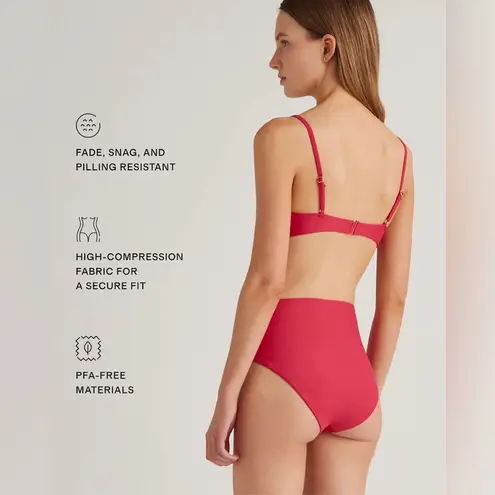 Quince NWT Berry Hot Pink Italian v-neck bikini top Sz L