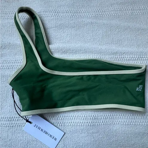 We Wore What contrast one shoulder top green / wheat NWT XS
