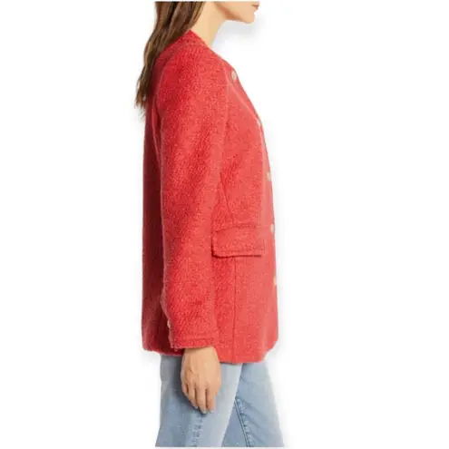 Something Navy | XXS | Bouclé Fitted Gold Button Front Jewel Neck Blazer Jacket