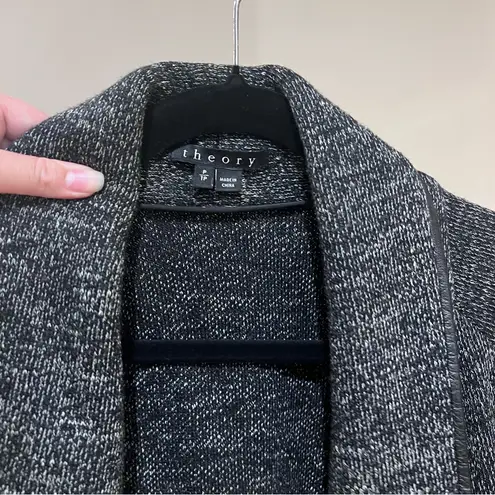 Theory  Grey Black Clarania Wimborne Draped Sweater Jacket - Image 2
