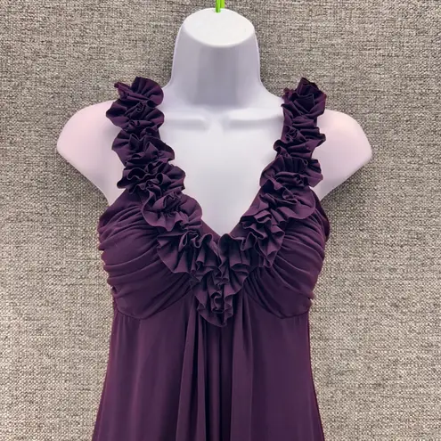 Valerie Bertinelli Y2K Baby Doll Dress Size 6 Purple Berry Ruffle Fairy Whimsigoth Stretchy Knit