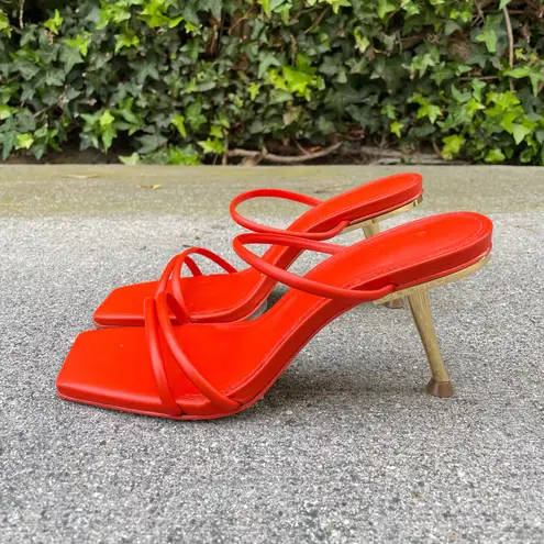 Cult Gaia Lydia gold-heel square-toe strappy leather sandal size IT 36 US 6 NEW