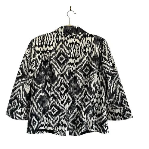 Lafayette 148 New York black and white ikat print blazer jacket Sz 10 Old Money