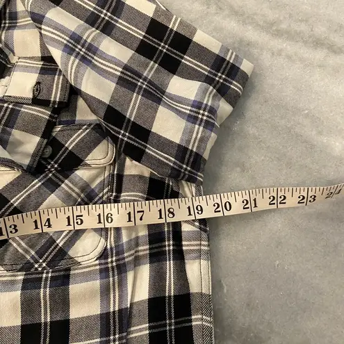 Eddie Bauer NWT  Size S Black Blue Plaid Flannel Long Sleeve Button Down Shirt