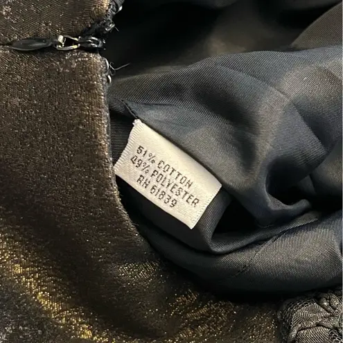 RICKIE FREEMAN Teri Jon Brocade Black Gold Mesh Floral Cocktail Sheath Dress 6