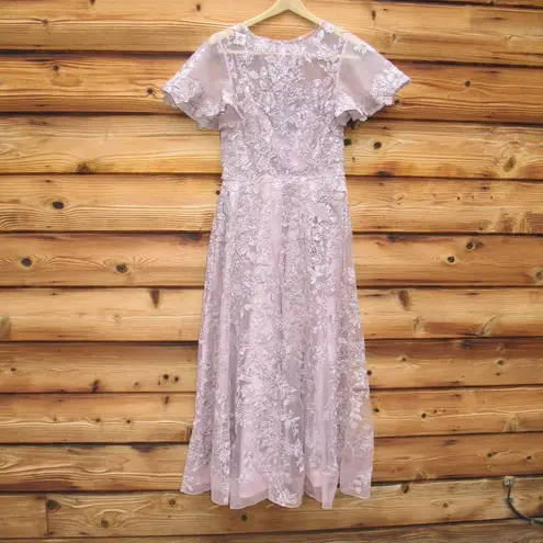 Mac Duggal 50665 Womens Embroidered High Neck Cap Sleeve A Line Gown