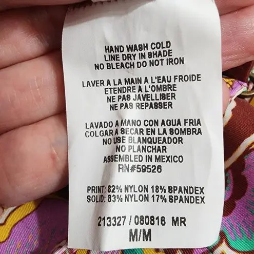 Becca Groovy Vanessa Twist Underwire Swim Bikini Top Purple Paisley Floral Med