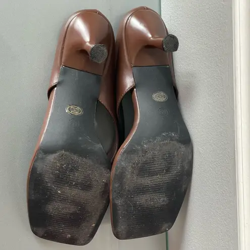 VIUGJNEX Women’s Brown Thong Heels – Size 8.5 – Square Toe Kitten Heel Sandals