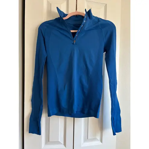 Sweaty Betty Blue Seamless Half-Zip Long Sleeve Top NWT Size Small MSRP $78