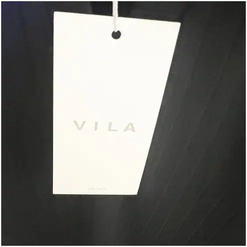 VILA Vipola Black Ribbed Short Sleeve Collard Mini Dress