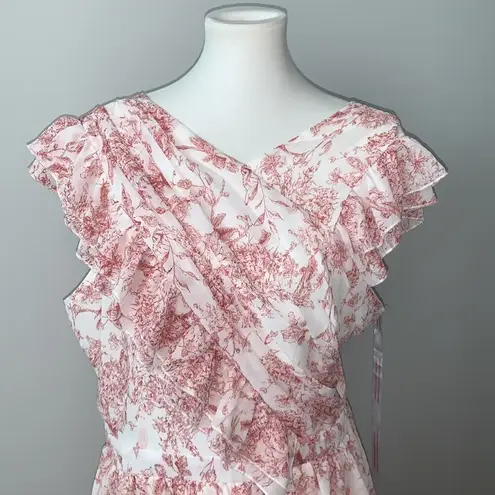 Missguided Misguided Wrap Tiered Ruffle Sleeveless Floral Dress Sz 14 NWT