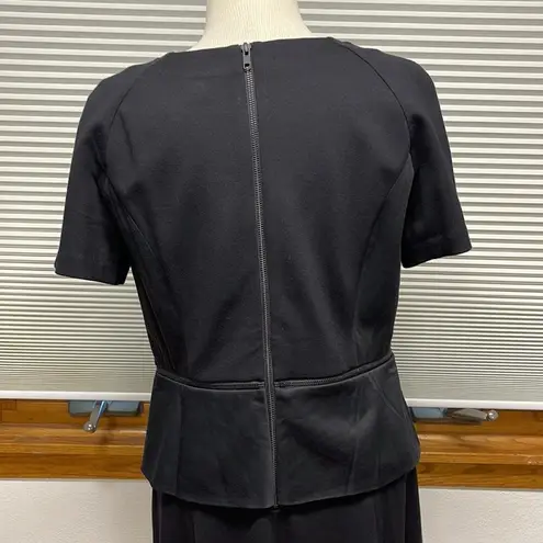 NYDJ Black Bridget Peplum Short Sleeve Ponte Dress