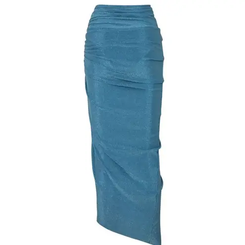 Baobab Mia Pareo Cover Up Skirt Metallic Blue Cielo Womens Size Large