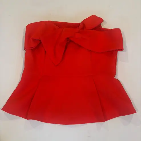 Adelyn Rae NWT ANTHROPOLOGIE Bright Red Peplum Corseted Strapless Top Sz Medium