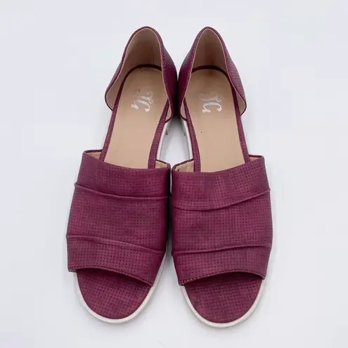 Journee Collection Helena Open Toe Flats Wine Maroon Laser Cut Women's Size 10