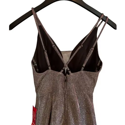 Crystal Doll | Metallic Pink Undertone Strappy Plunge Neckline Prom Dress Size 1