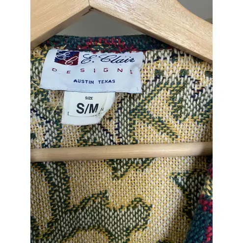 Vintage Tapestry Coat Shawl Collar Two Button E. Claire S/M Boho Artsy Western Blue Size M