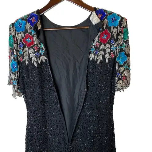 Laurence Kazar Vintage Beaded Sequin Silk Dress