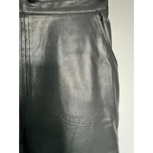 ItalModa Vintage Leather Black Pencil Skirt Sz XS