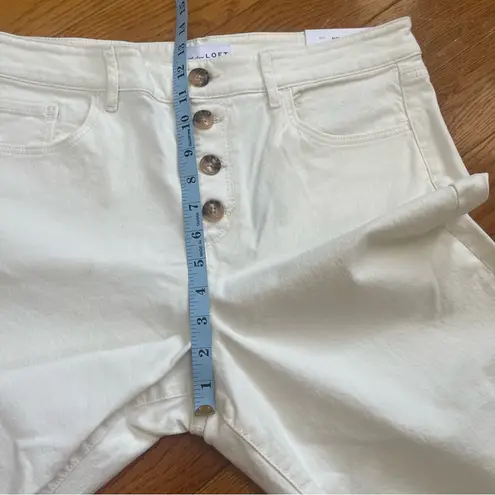 Loft Ann Taylor  High Waist Wide Leg Crop Jeans White Size 12P/31